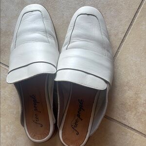 Free People Cream Leather Slip-On Loafers